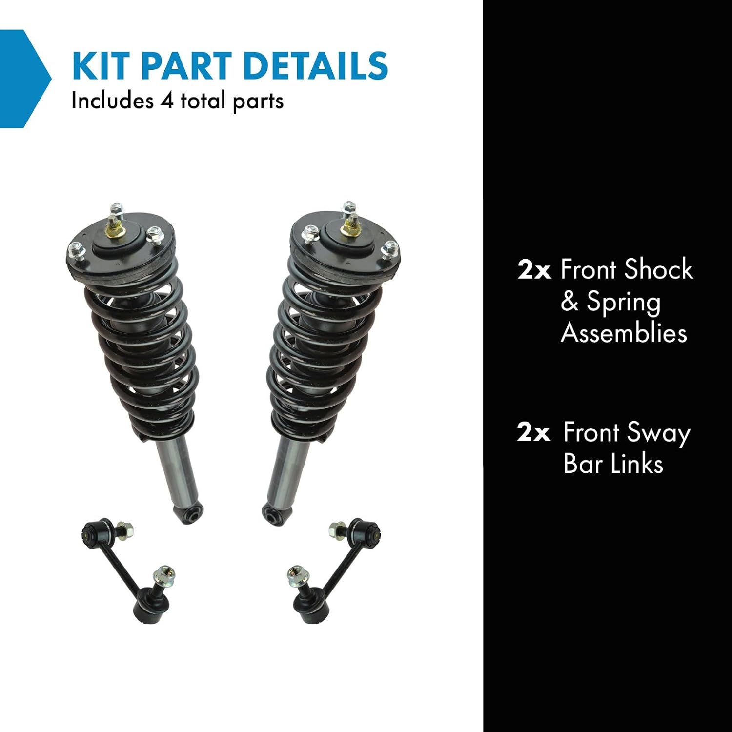 TRQ Front Suspension Kit Shock & Spring Strut Assembly Sway Bar Stabilizer Link Compatible with 2004-2006 Kia Sorento
