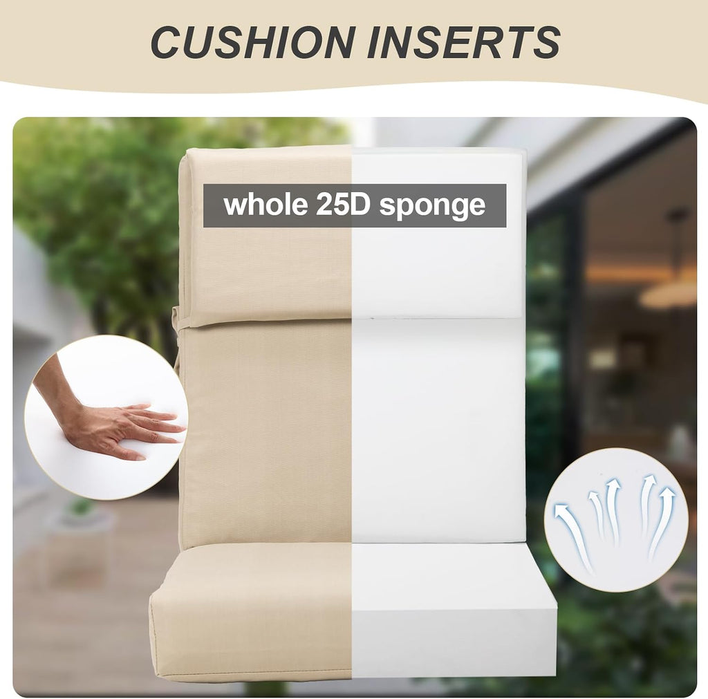 BPS 20 x 20 Inch Outdoor Rocking Chair Cushion Set of 4, Fade-Resistant and Water-Resistant Olefin Fabric Patio Chair Cushions with Removable Cover and Straps for Outdoor/Indoor Swivel, Dining Chairs