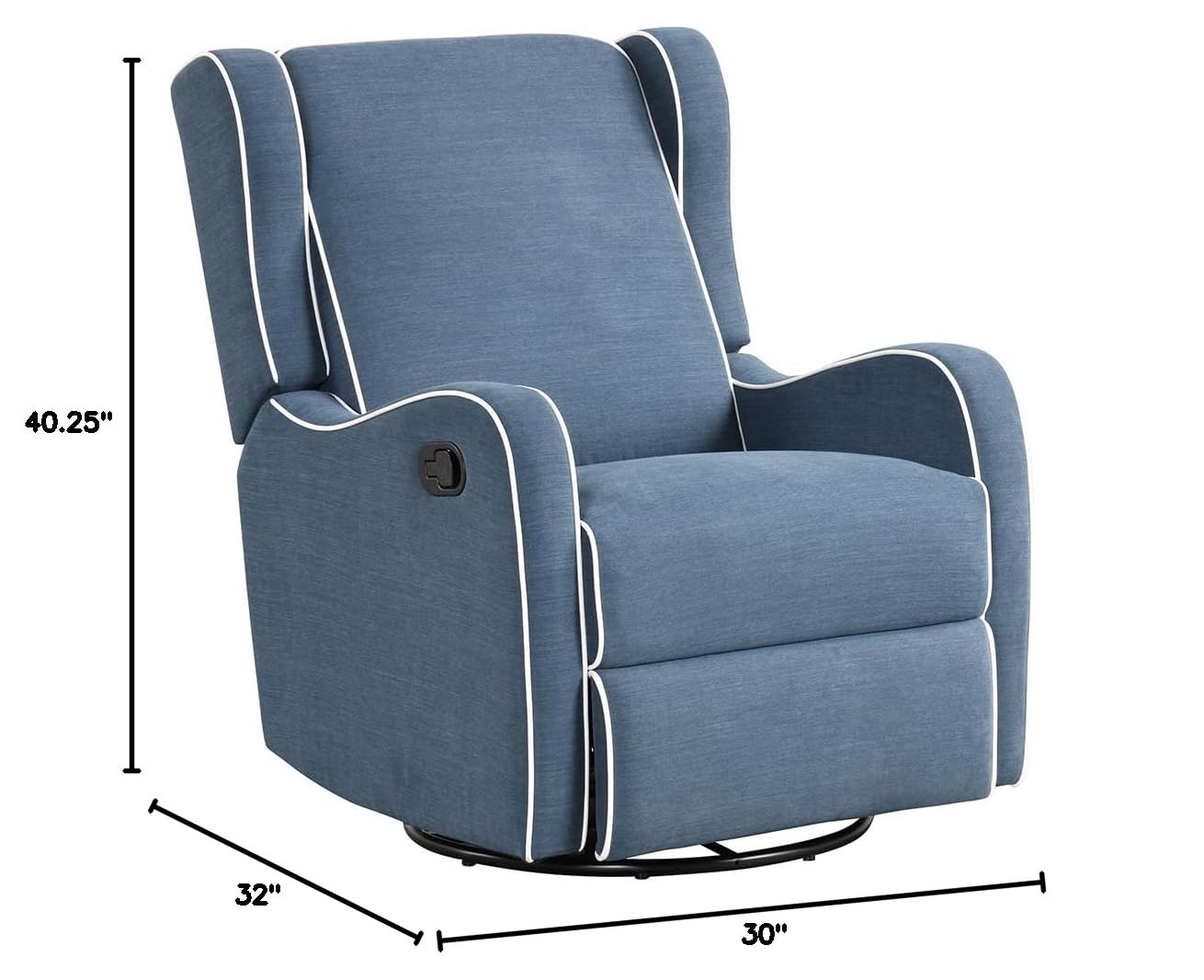 Angel Line Rebecca Upholstered Swivel Gliding Recliner, Blue