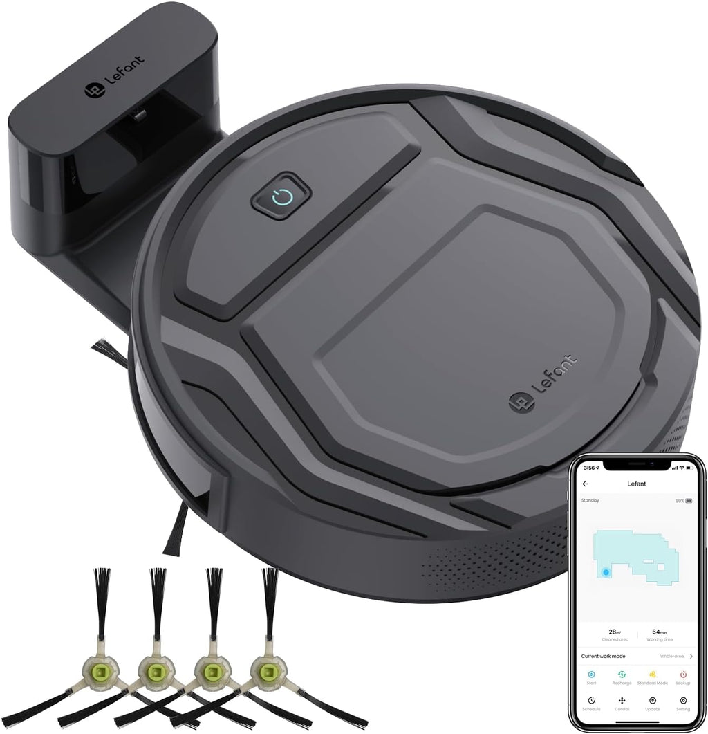 Lefant M210 Pro Robot Vacuum Cleaner, 2200Pa Suction, Super-Thin, Quiet, Self-Charging Robotic Vacuum Cleaner, Wi-Fi/APP, Compatible with Alexa(Gray)