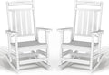 Plawdlik Oversized Outdoor Rocking Chairs 2 Pack - All-Weather HDPE Heavy Duty Patio Rockers with High Back - Modern Style for Porch, Garden - White