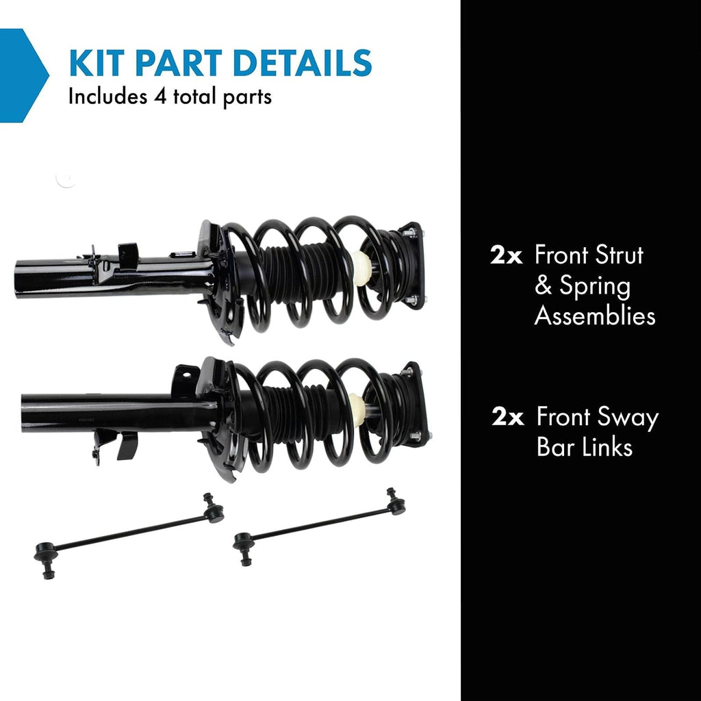 TRQ Front Suspension Kit Complete Strut & Coil Spring Assembly Sway Bar Stabilizer Link Compatible with 2015-2022 Ford Transit Connect