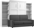 Bestar Pur Queen Murphy Bed with Sofa and Shelving Units, 115-inch Space-Saving Wall Bed