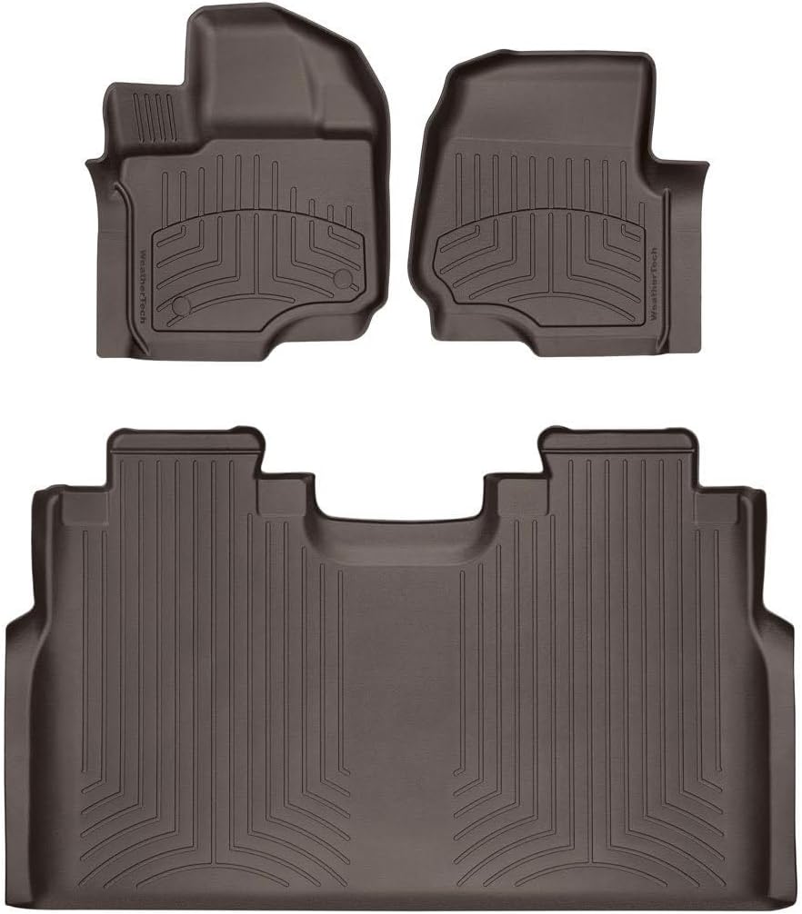 WeatherTech FloorLiner HP Custom Fit Floor Mats for Ford F-150, F-150 Raptor - 1st & 2nd Row (47697-1-2IM), Cocoa
