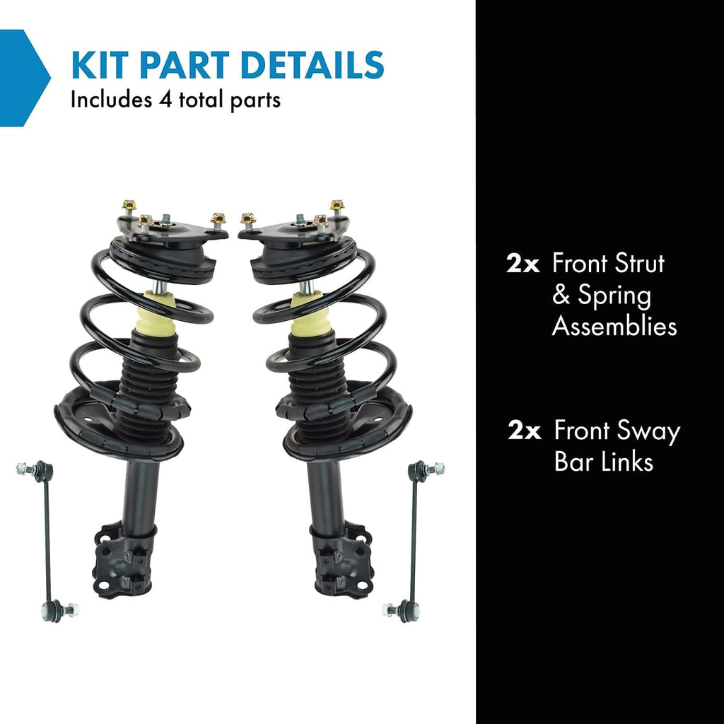 TRQ Front Suspension Kit Complete Strut & Coil Spring Assembly Sway Bar Stabilizer Link Compatible with 2007-2010 Hyundai Elantra