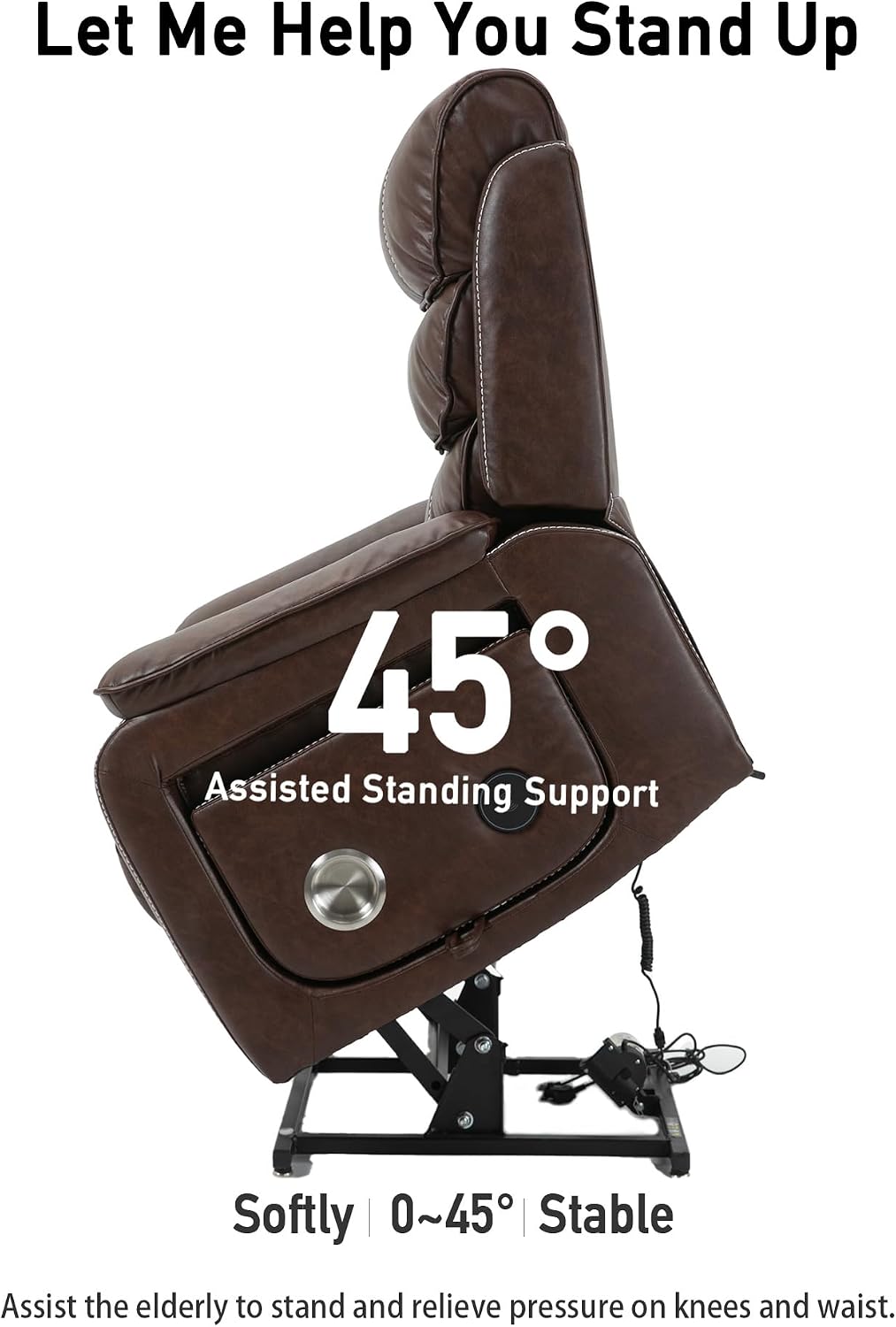 Power Lift Lazy Boy Recliner Chair, 2 Motor Flat Recliner, Nursing Lift Chair with Massage and Lumbar Heating, Adult Power Recliner with Side Pockets, Folding Table, Remote Control