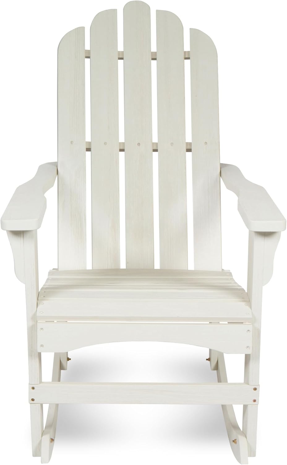 Shine Company Marina Adirondack Porch Rocker, Indoor Outdoor Wood Rocking Chair, Eggshell White