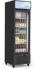 Commercial Display Refrigerator with Single Glass Door, 11.3 Cu.Ft Upright Beverage Cooler with Adjustable Shelves, Soft LED Lighting, Merchandiser Fridge for Home, Restaurant, and Garage, Black
