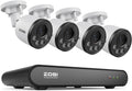 ZOSI 5MP Security Camera System with Audio, 4pcs 4MP Wired Outdoor Indoor PoE Cameras, Smart Person Vehicle Detection, 100ft Night Vision, H.265+ 8CH CCTV NVR for Home, No Monthly Fee (NO Hard Drive)