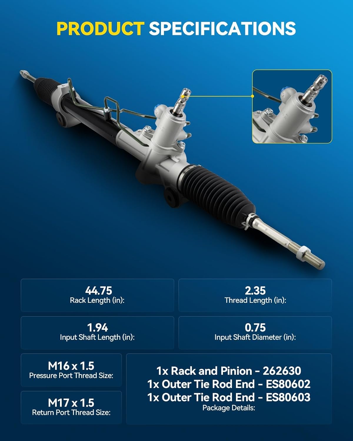 PHILTOP Hydraulic Power Steering Rack & Pinion Kit for 2007-2011 Camry GAS, 2007-2012 ES350, with Outer Tie Rod Ends, Replace# 26-2630