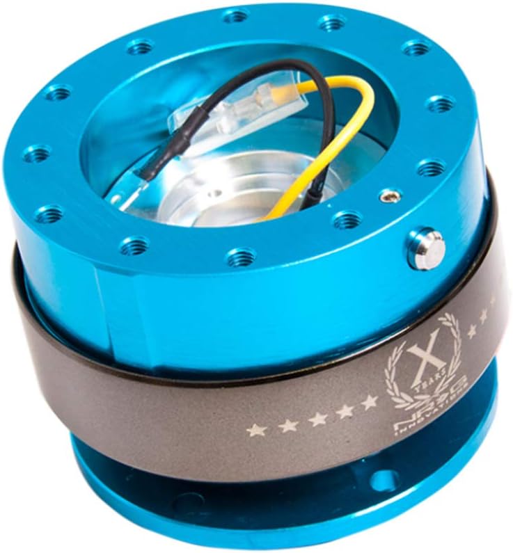 NRG Innovations Gen 2.0 Steering Wheel Quick Release Adapter 6-HOLE with Mounting Bolts (New Blue Body/Titanium Chrome Ring), NRG-SRK-200NB