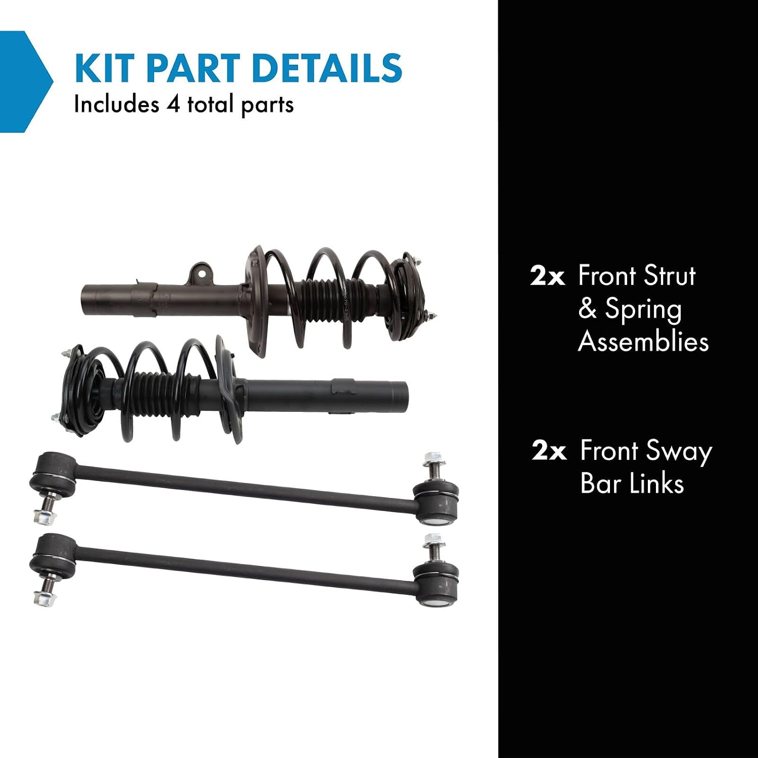 TRQ Front Suspension Kit Complete Strut & Coil Spring Assembly Sway Bar Stabilizer Link Compatible with 2018-2022 Honda Accord Sport