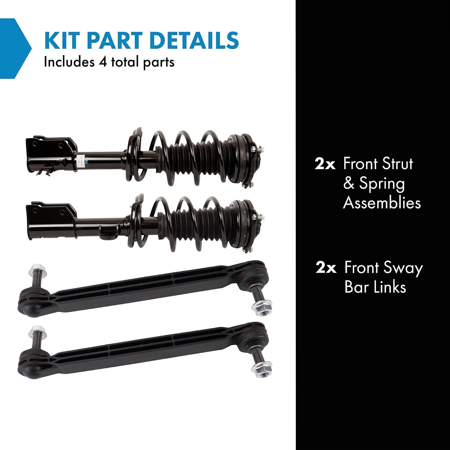 TRQ Front Suspension Kit 4 Piece for Jeep | for 2017-2021 Jeep Compass AWD Auto Trans Mexico Built Models (1st VIN Digit 3)