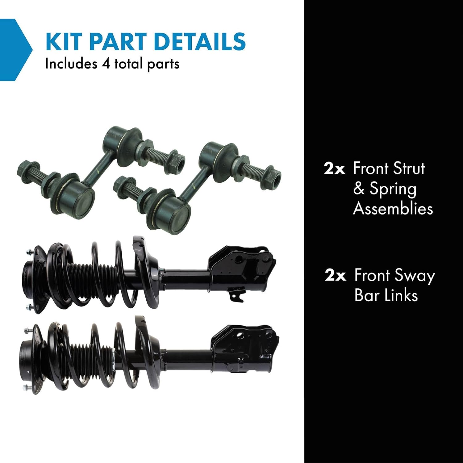 TRQ Front Suspension Kit Complete Strut & Coil Spring Assembly Sway Bar Stabilizer Link Compatible with 2016-2017 Subaru Crosstrek 2013-2015 XV Crosstrek