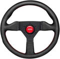 MOMO Montecarlo Alcantara Steering Wheel | 350mm | Black Grip, Anodized Spoke | Red Stitch & Horn Button | Fits Most Cars | Universal Fit | High-End Italian Design
