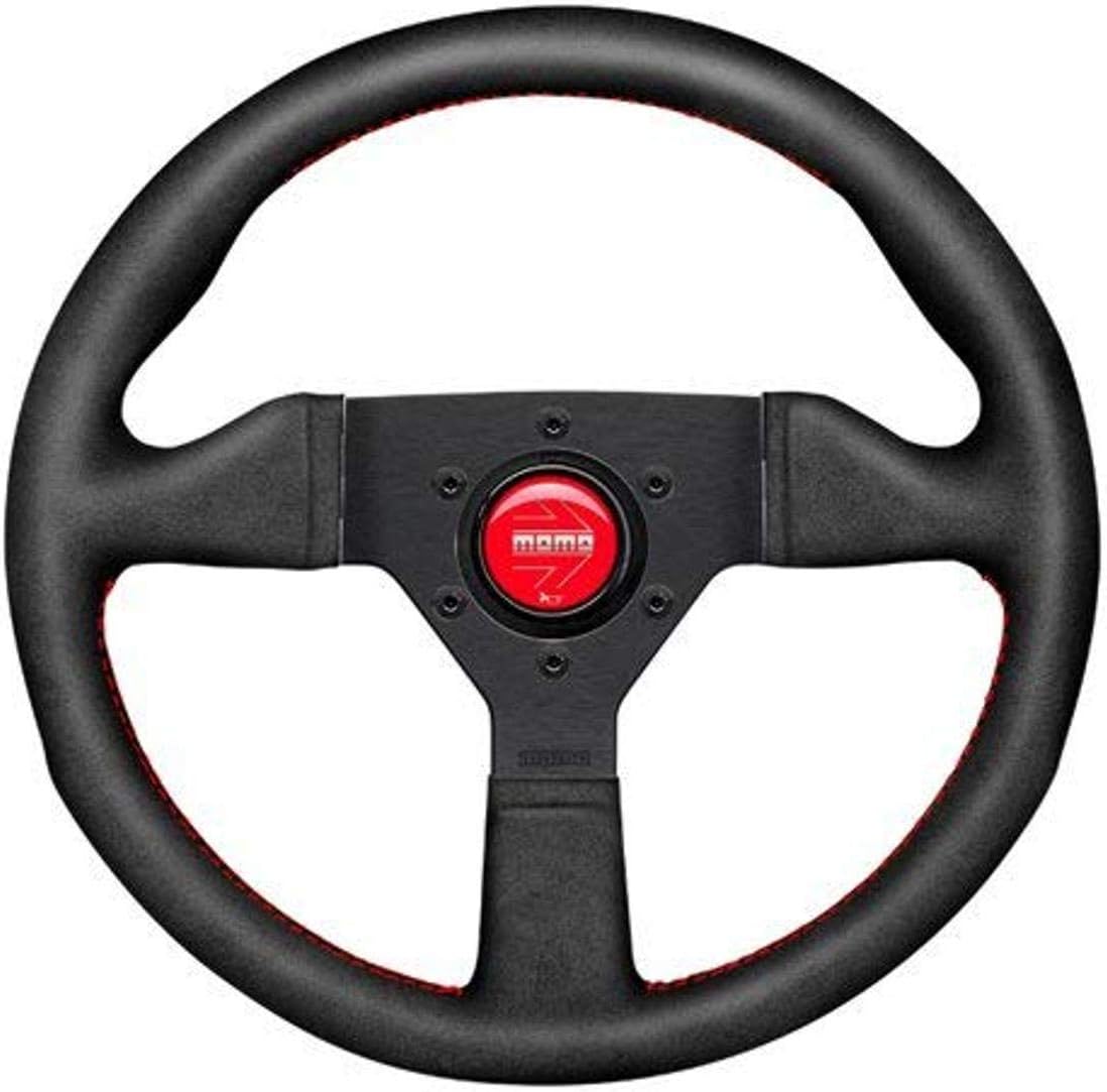 MOMO Montecarlo Alcantara Steering Wheel | 350mm | Black Grip, Anodized Spoke | Red Stitch & Horn Button | Fits Most Cars | Universal Fit | High-End Italian Design