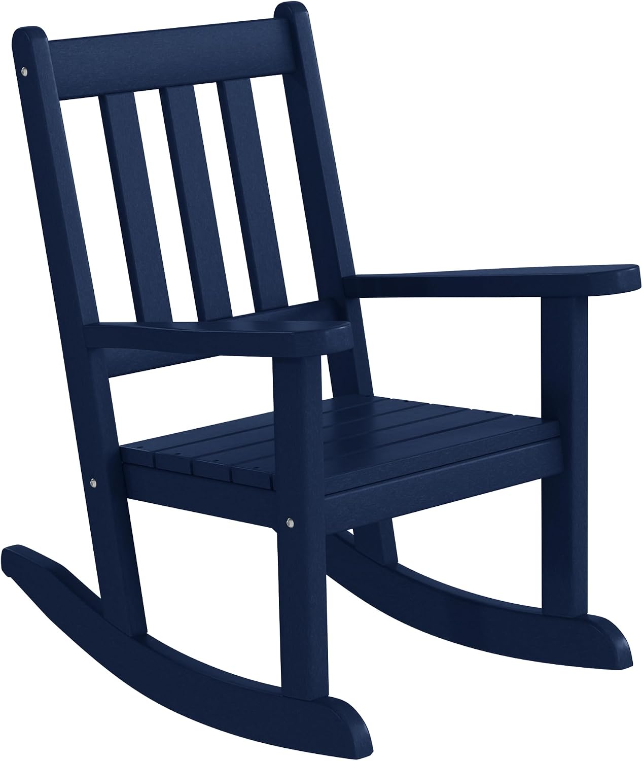 WestinTrends Malibu 3-Piece Kids Outdoor Rocking Chairs Set with Kids Square Side Table, Navy Blue
