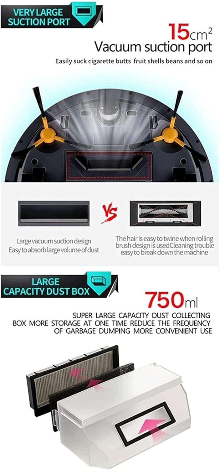 Robot Vacuum Cleaner, Super-Thin, 2000Pa Suction, Boundary Strips Included, Quiet, Self-Charging Robotic Vacuum Cleaner, Cleans Hard Floors to Medium-Pile Carpets