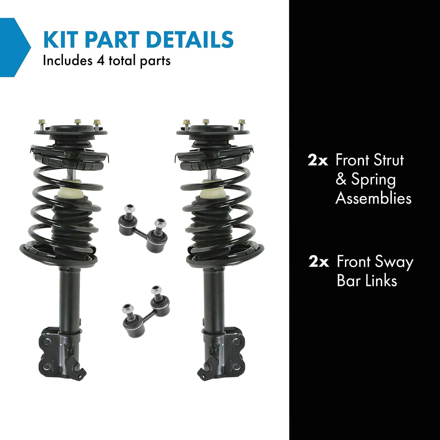 TRQ Front Suspension Kit Complete Strut & Coil Spring Assembly Sway Bar Stabilizer Link Compatible with 1998-2002 Chevrolet Prizm 1993-1997 Geo 1993-2002 Toyota Corolla