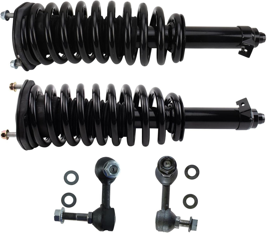 TRQ Front Suspension Kit Shock & Spring Strut Assembly Sway Bar Stabilizer Link Compatible with 2009-2017 Lexus LS460 2008-2016 LS600h