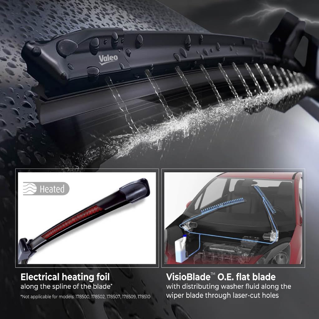 Valeo 178502 Silencio Visioblade Windshield Wiper Blade Set Compatible with Select Tesla Model X, Unheated 28/18 inch Pack of 2 Premium OEM Wipers, Replacement Windshield Wipers