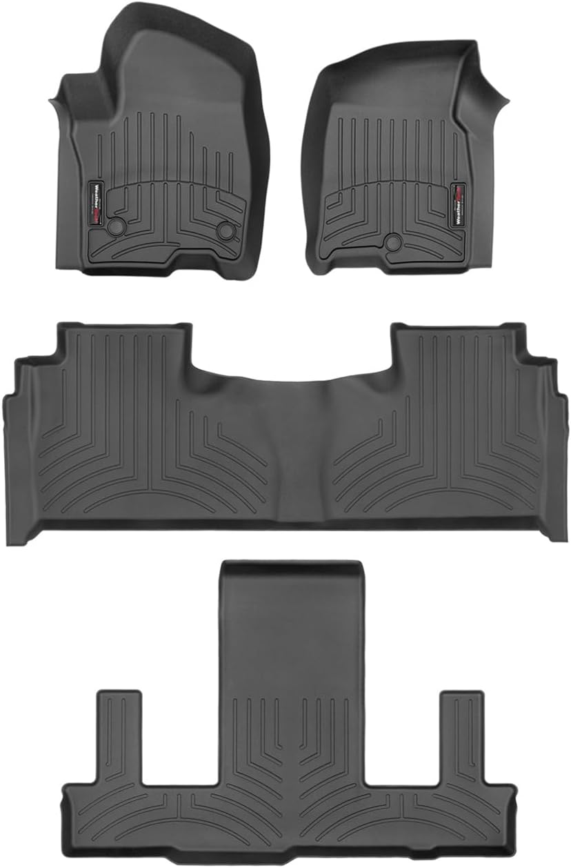 WeatherTech Custom Fit FloorLiners for Cadillac Escalade-V, Tahoe, Escalade - Full Set (441632-1-2-3), Black