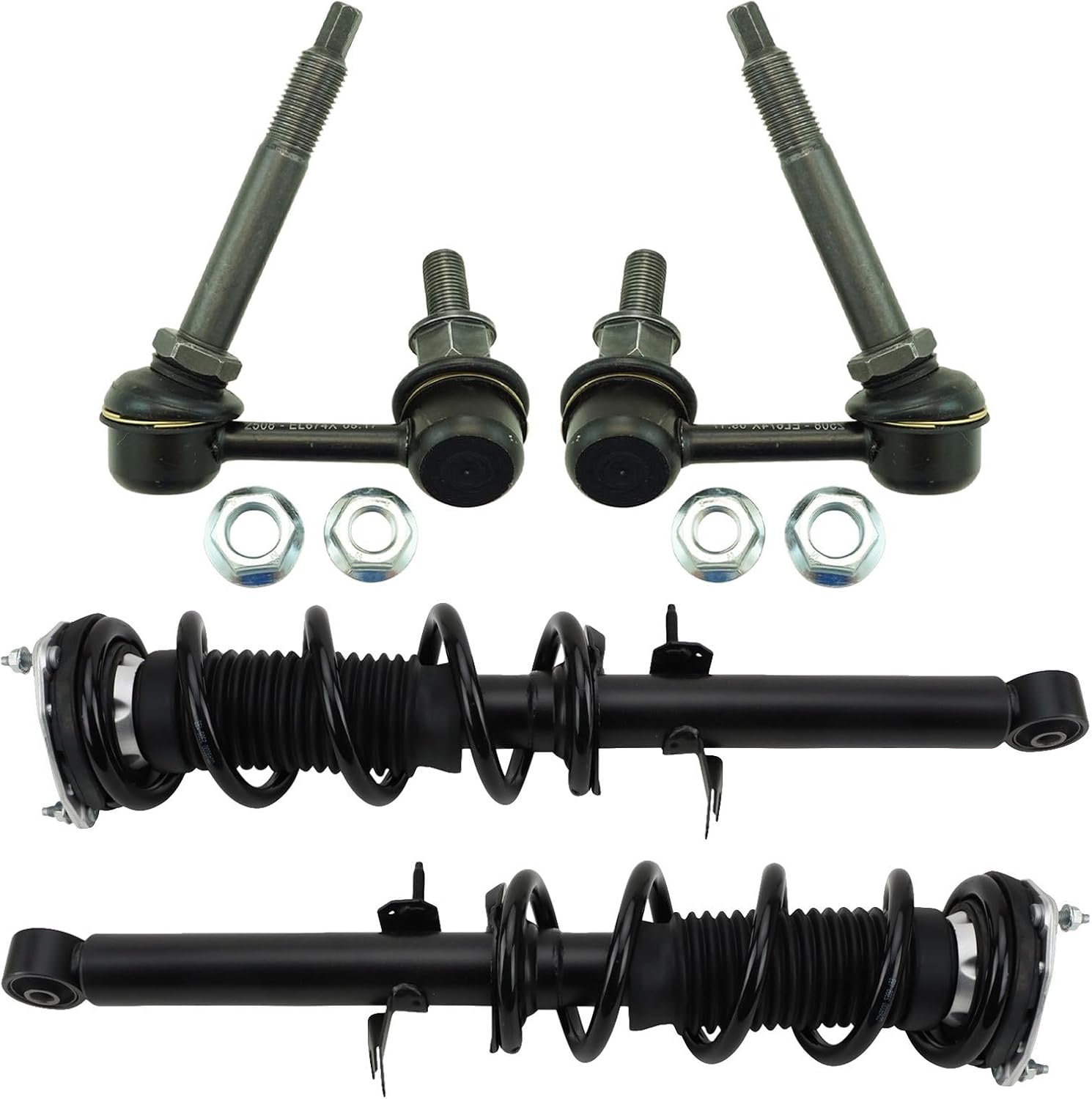 TRQ Front Suspension Kit Shock & Spring Strut Assembly Sway Bar Stabilizer Link Compatible with 2008-2012 INFINITI EX35 2013 EX37 2014-2017 QX50