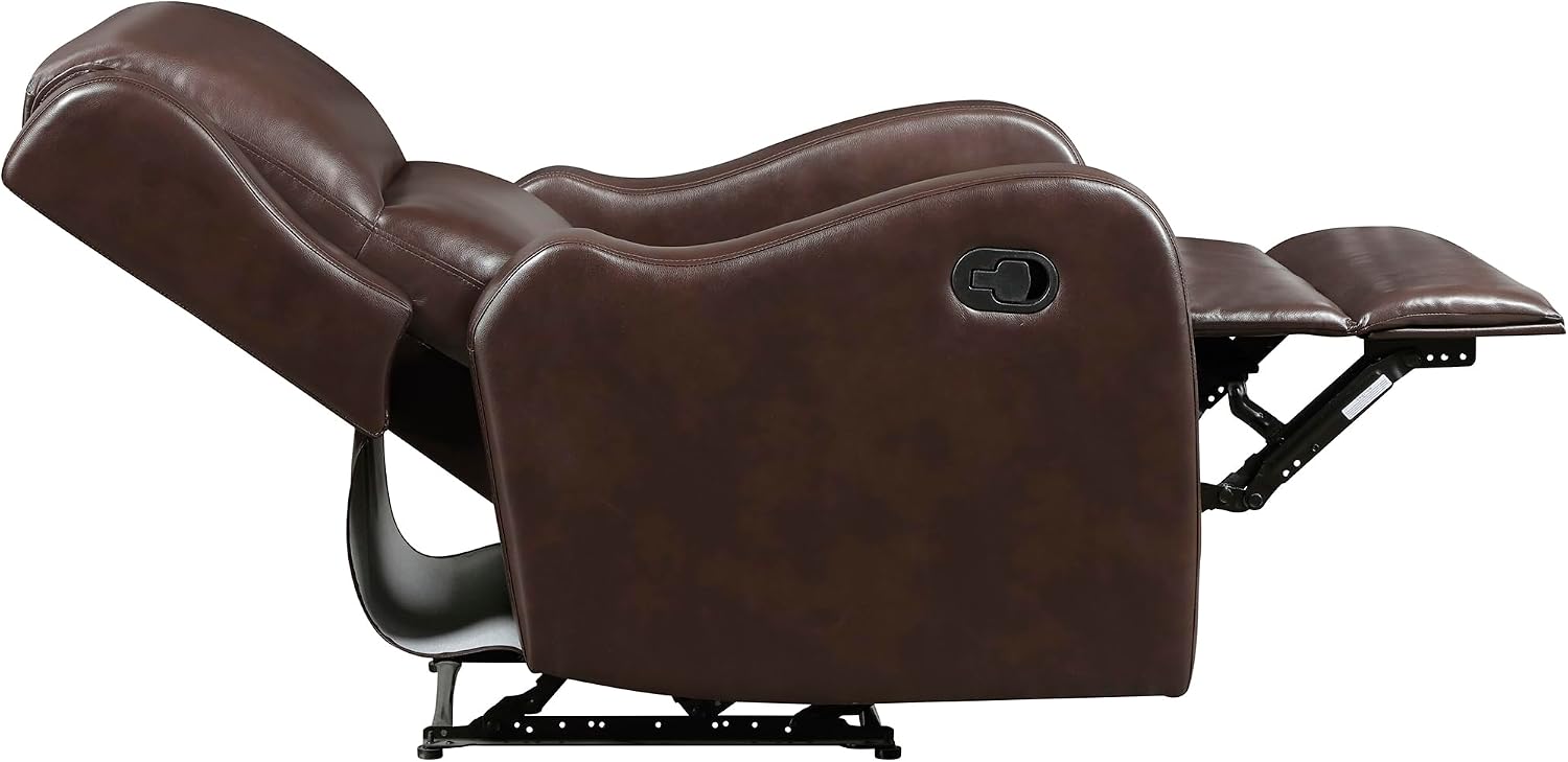 Lexicon Manual Recliner Chair, Reclining Sofa Chair, Home Theater Seating, Wall Hugger, Manual Recliner for Living Room/Office/Apartment, Easy Assembly, Brown Faux Leather