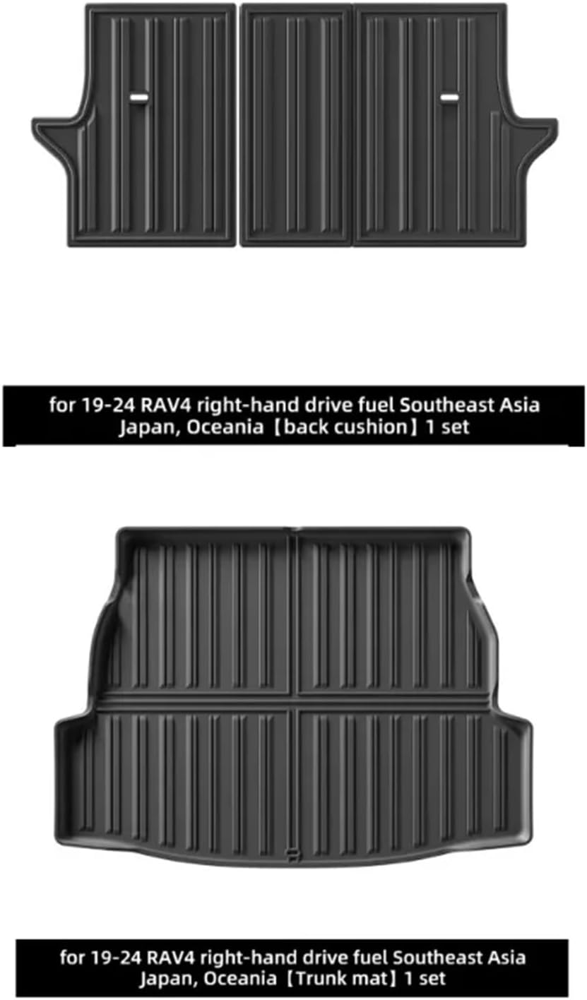 Car Floor Mats Compatible with Toyota RAV4 2024-2019 Right-Hand Drive Cargo Liner Trunk Pad TPE 3D Foot Mat(Red)
