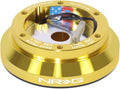 NRG Innovations Racing Style Steering Wheel Short Hub, Lockable Aluminum Steering Shaft, 6x70mm Bolt Pattern Quick Release Adapter Unit, For Mitsubishi/Subaru, Chrome Gold, NRG-SRK-100H-CG