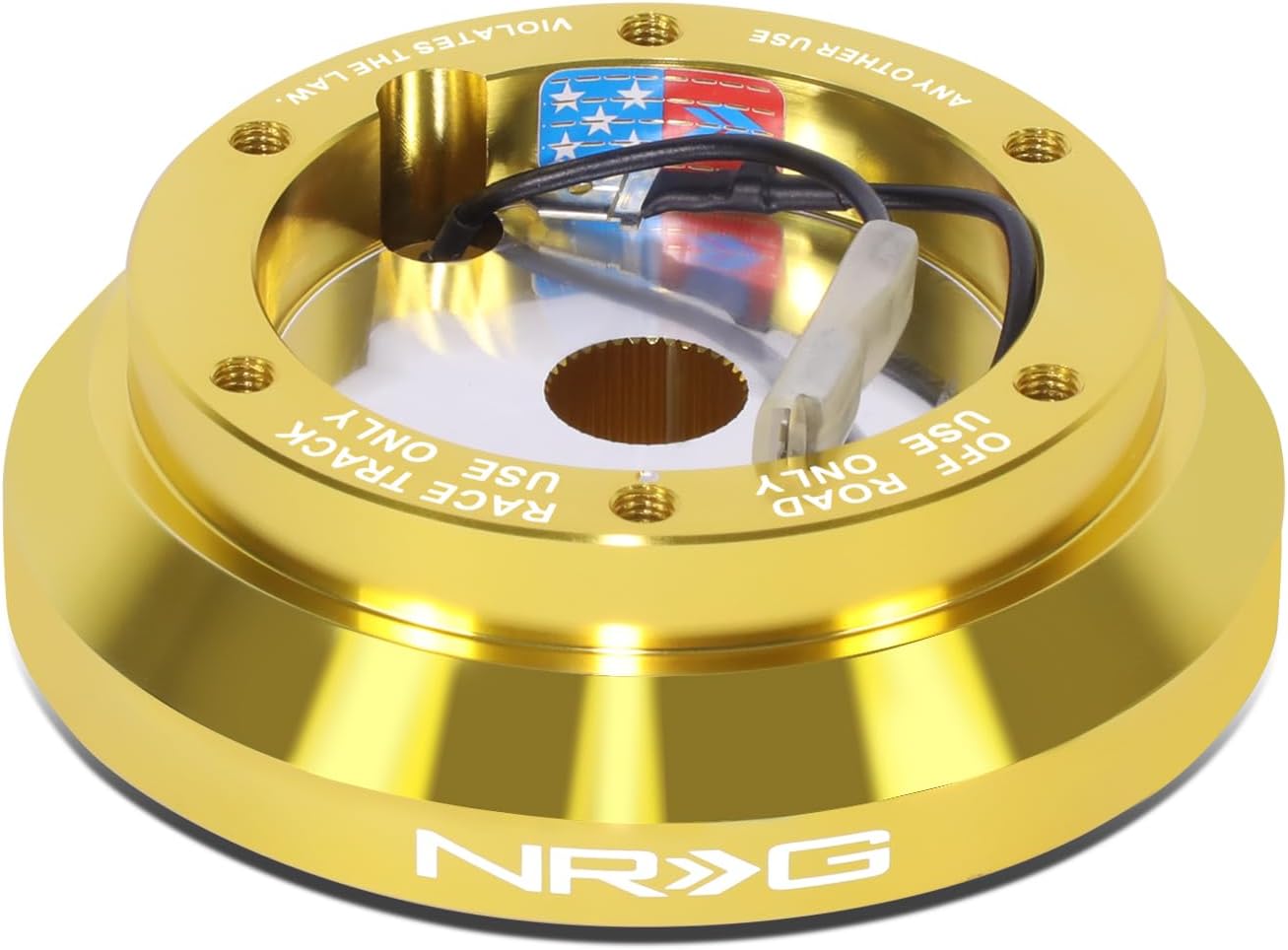 NRG Innovations Racing Style Steering Wheel Short Hub, Lockable Aluminum Steering Shaft, 6x70mm Bolt Pattern Quick Release Adapter Unit, For Mitsubishi/Subaru, Chrome Gold, NRG-SRK-100H-CG