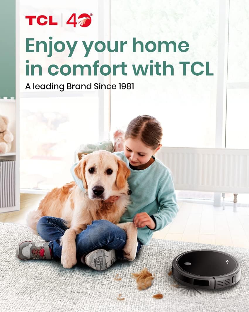 TCL Sweeva 1000 Robot Vacuum Cleaner Ultra Slim 2.76inch, Strong Suction 1500Pa, 120mins Runtime, Washable HEPA Filter, Good for Pet Hair, Hard Floor & Carpets