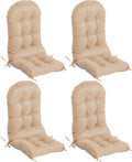 Adirondack Chair Cushions Set of 4, Thick High Back Rocking Chair Cushion 47x19.6x4 Inch, Folding Patio Pads with Ties, Waterproof & Fade-Resistant Seat Pads Indoor/Outdoor (Khaki)