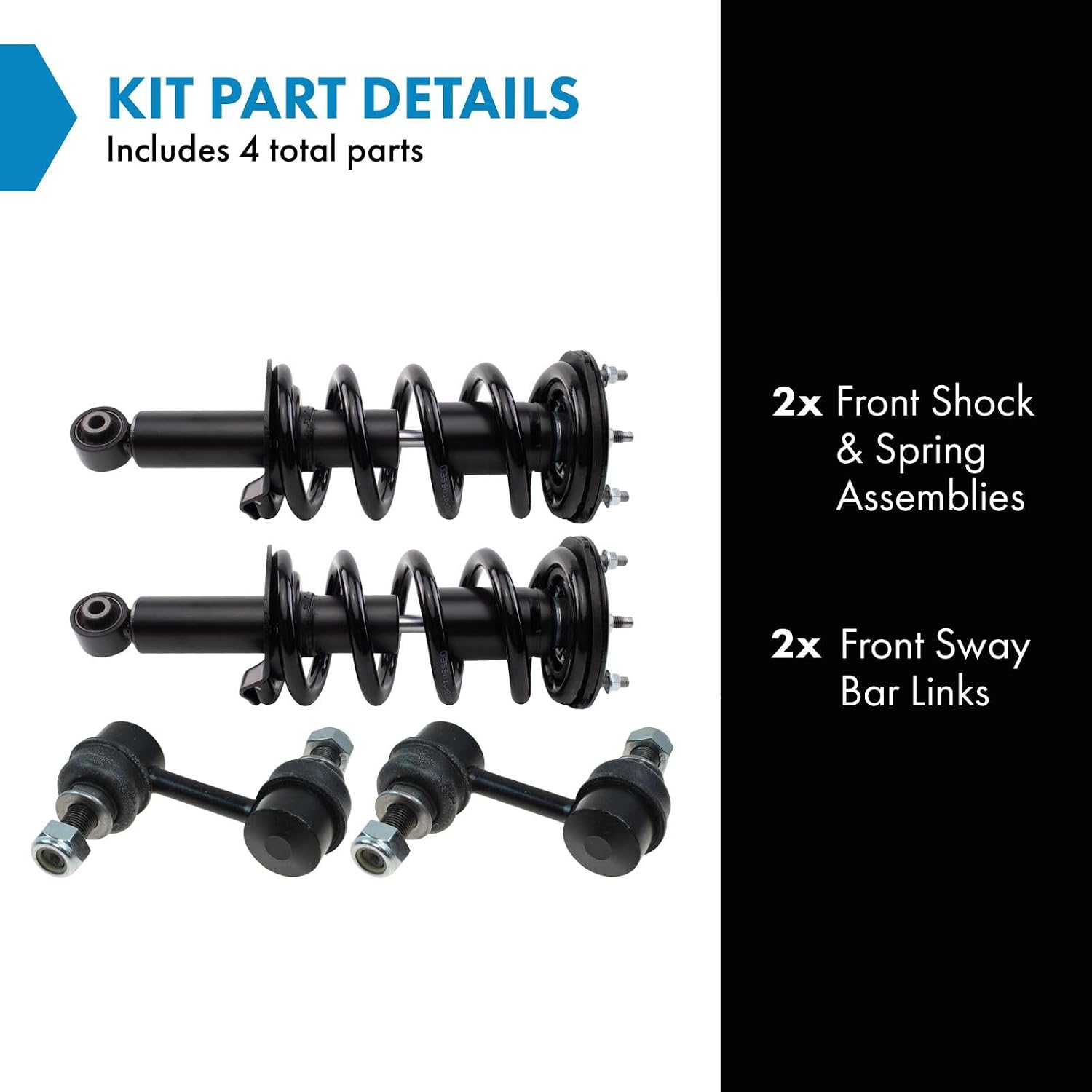 TRQ Front Suspension Kit Shock & Spring Strut Assembly Sway Bar Stabilizer Link Compatible with 2011-2013 INFINITI QX56 2014-2022 QX80