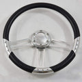 14' Polished Billet Steering Wheel Half Wrap with Horn Button-Carbon Vinyl