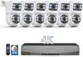 OOSSXX (2026 New) 4K PoE Security Camera System, 8CH NVR with 6 Dual Lens Cameras, Fixed + PTZ Auto Tracking, 130° Wide Angle, AI Human Detection, 2-Way Audio, No Monthly Fee