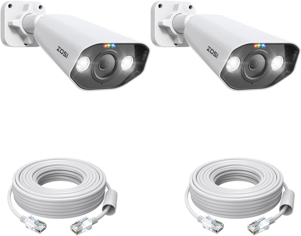 ZOSI 2 Pack 5MP PoE IP Camera with Person Vehicle Detection, Outdoor Indoor Security Camera with 2-Way Talk, Color Night Vision, Smart Light&Sound Alerts, Only Compatible POE NVR System