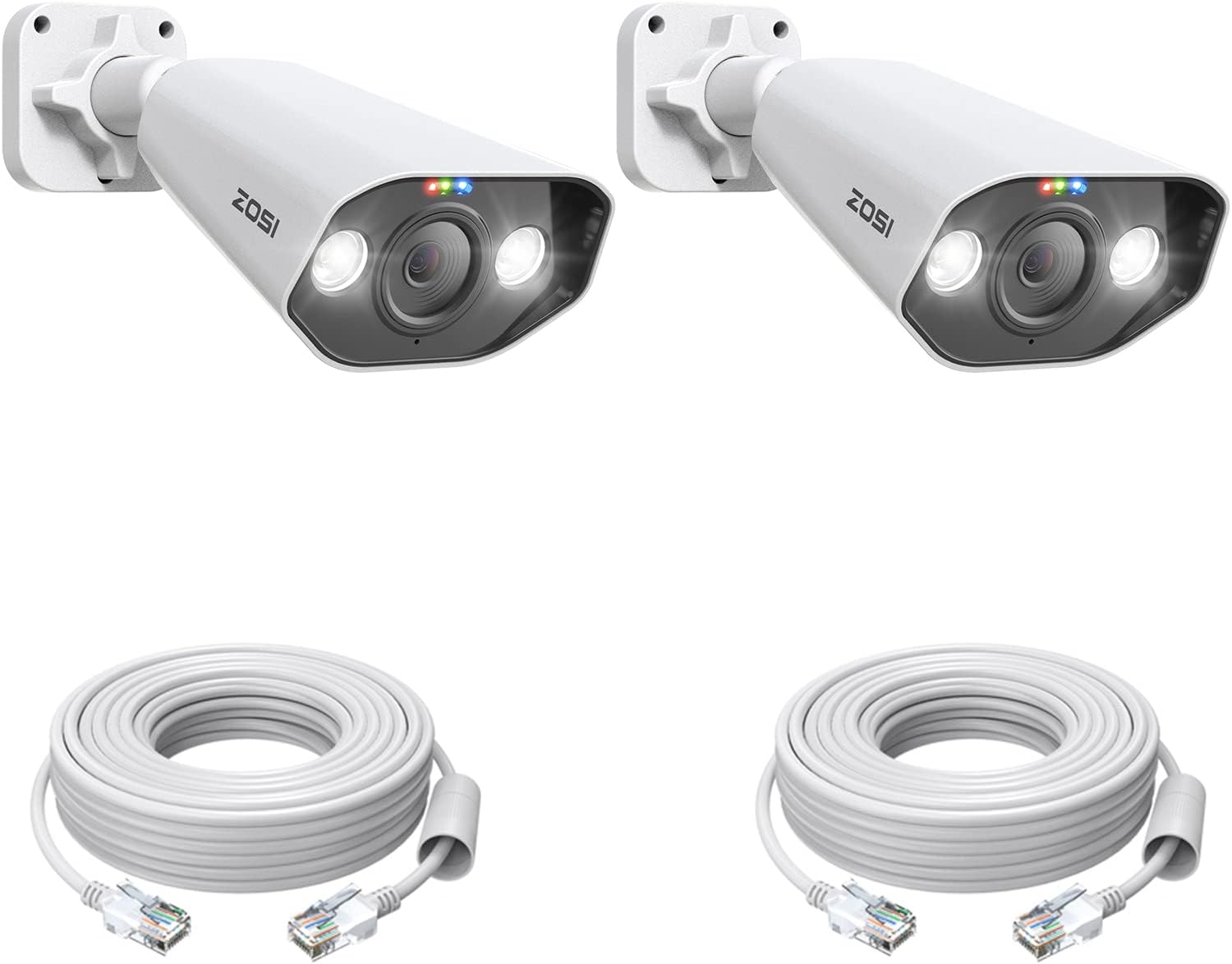ZOSI 2 Pack 5MP PoE IP Camera with Person Vehicle Detection, Outdoor Indoor Security Camera with 2-Way Talk, Color Night Vision, Smart Light&Sound Alerts, Only Compatible POE NVR System