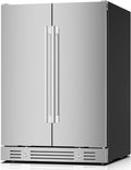 Yeego 24 Inch Wine and Beverage Cooler - 34-65°F, Holds 60 Cans & 20 Bottles Adjustable Shelves Beverage Fridge, Stainless Steel Door with Lock for Built-in in Kitchen, Patio, Bar & Outdoor Use