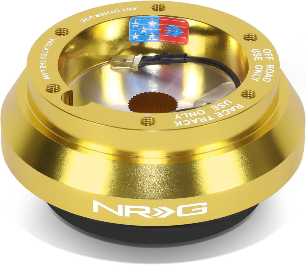 NRG Innovations Racing Style Steering Wheel Short Hub, Lockable Aluminum Steering Shaft, 6x70mm Bolt Pattern Quick Release Adapter Unit, For Toyota/Scion, Chrome Gold, NRG-SRK-120H-CG