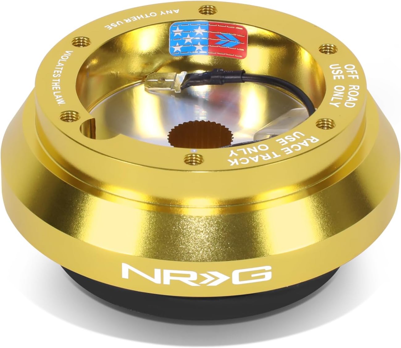 NRG Innovations Racing Style Steering Wheel Short Hub, Lockable Aluminum Steering Shaft, 6x70mm Bolt Pattern Quick Release Adapter Unit, For Toyota/Scion, Chrome Gold, NRG-SRK-120H-CG