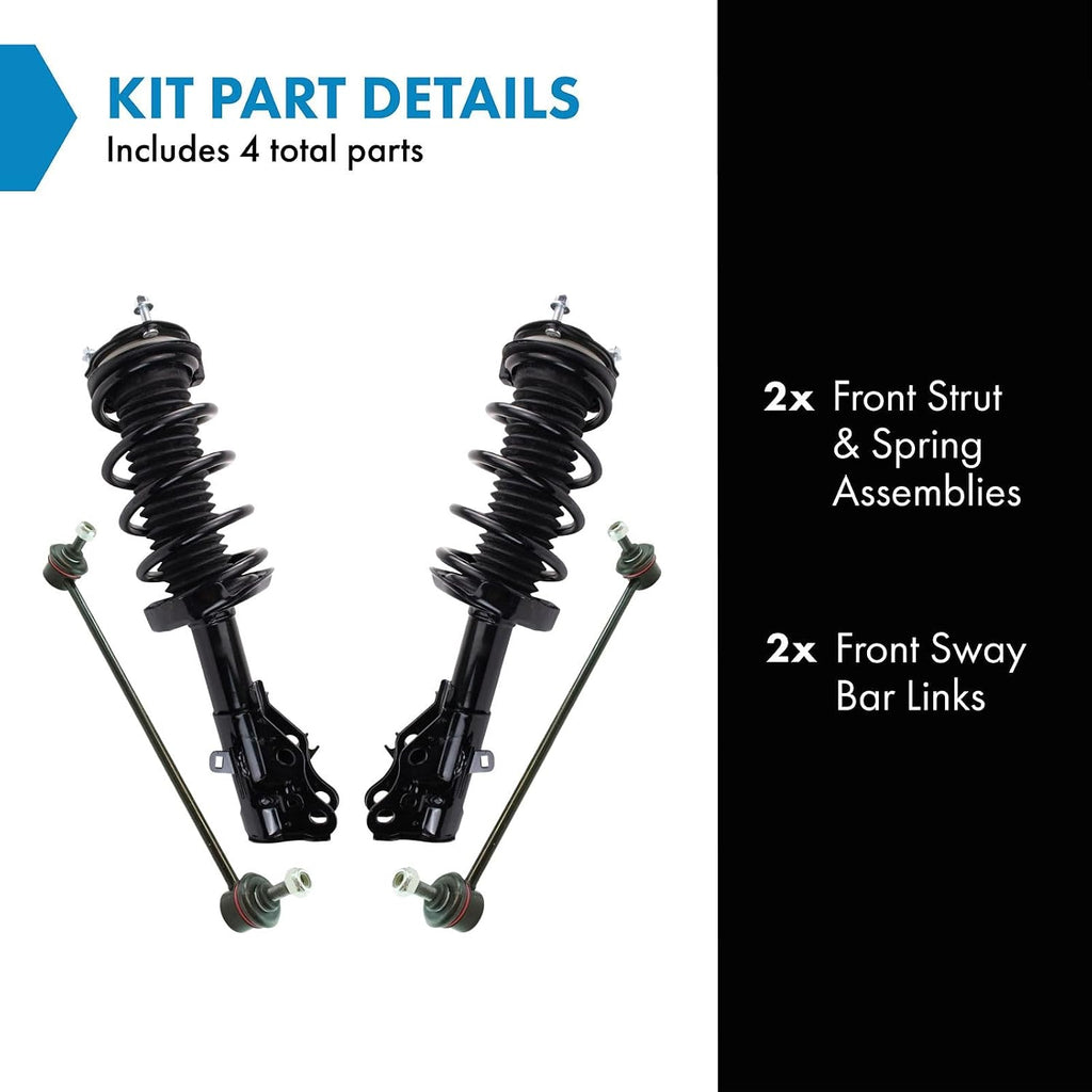 TRQ Front Suspension Kit Complete Strut & Coil Spring Assembly Sway Bar Stabilizer Link Compatible with 2013-2015 Acura ILX