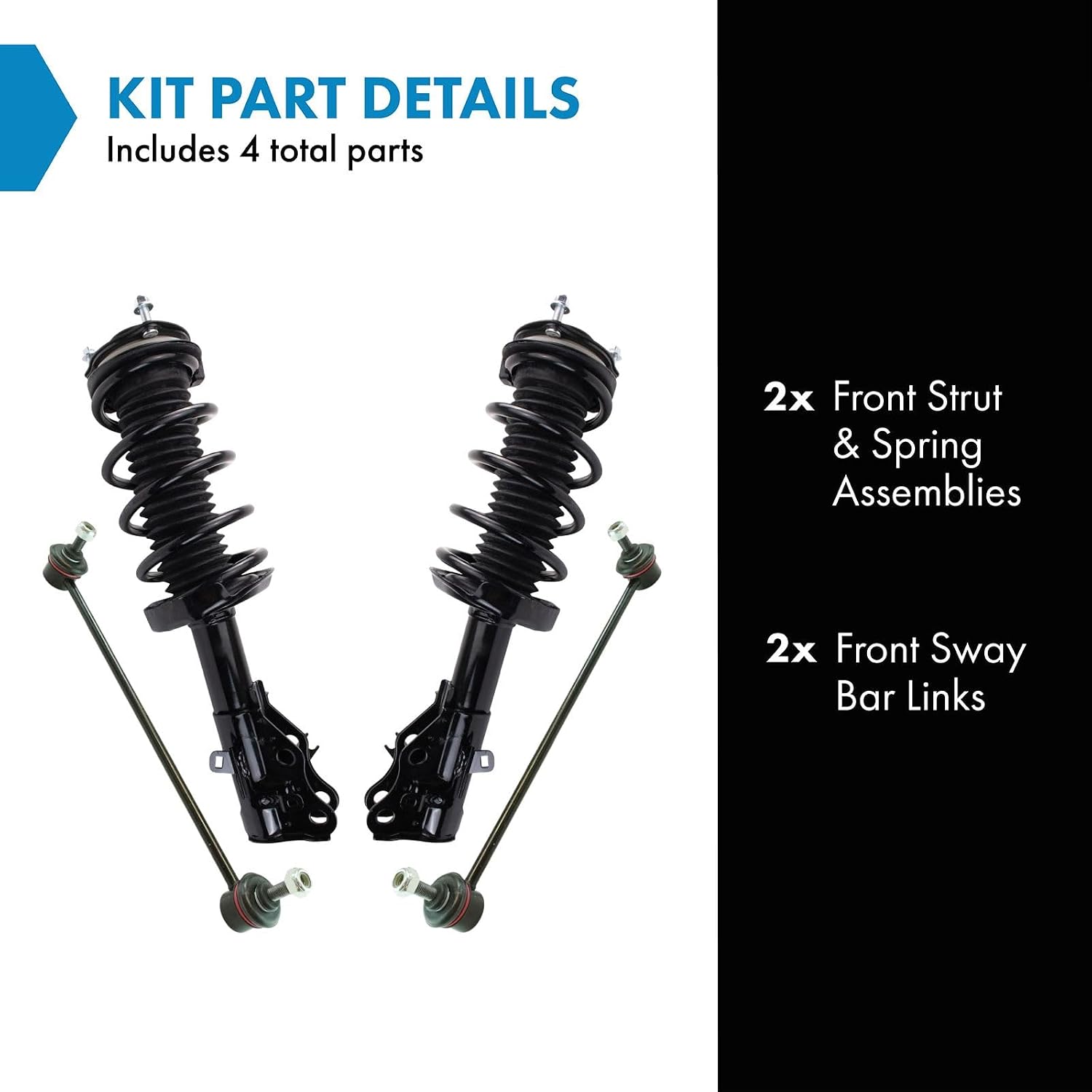 TRQ Front Suspension Kit Complete Strut & Coil Spring Assembly Sway Bar Stabilizer Link Compatible with 2013-2015 Acura ILX