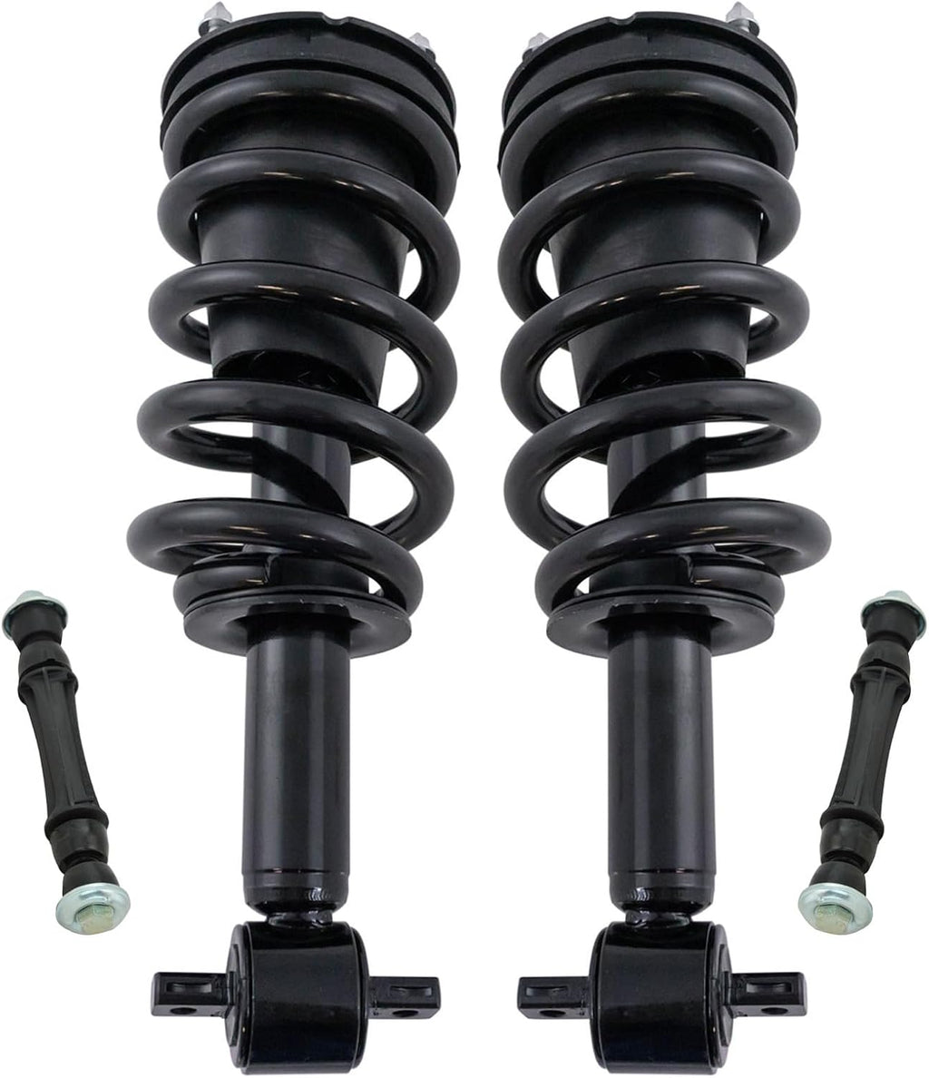 TRQ Front Suspension Kit Shock & Spring Strut Assembly Sway Bar Stabilizer Link Compatible with 2014-2018 Chevrolet Silverado 1500 GMC Sierra 1500
