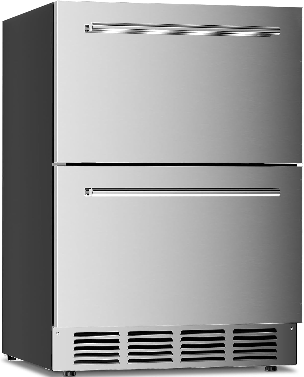 Antarctic Star 24 Inch Outdoor Beverage Refrigerator, Double Drawer Stainless Steel Mini Fridge 145 Cans, Built-in or Freestanding Undercounter Wine Cooler for Home & Patio, 32-50°F, Silver