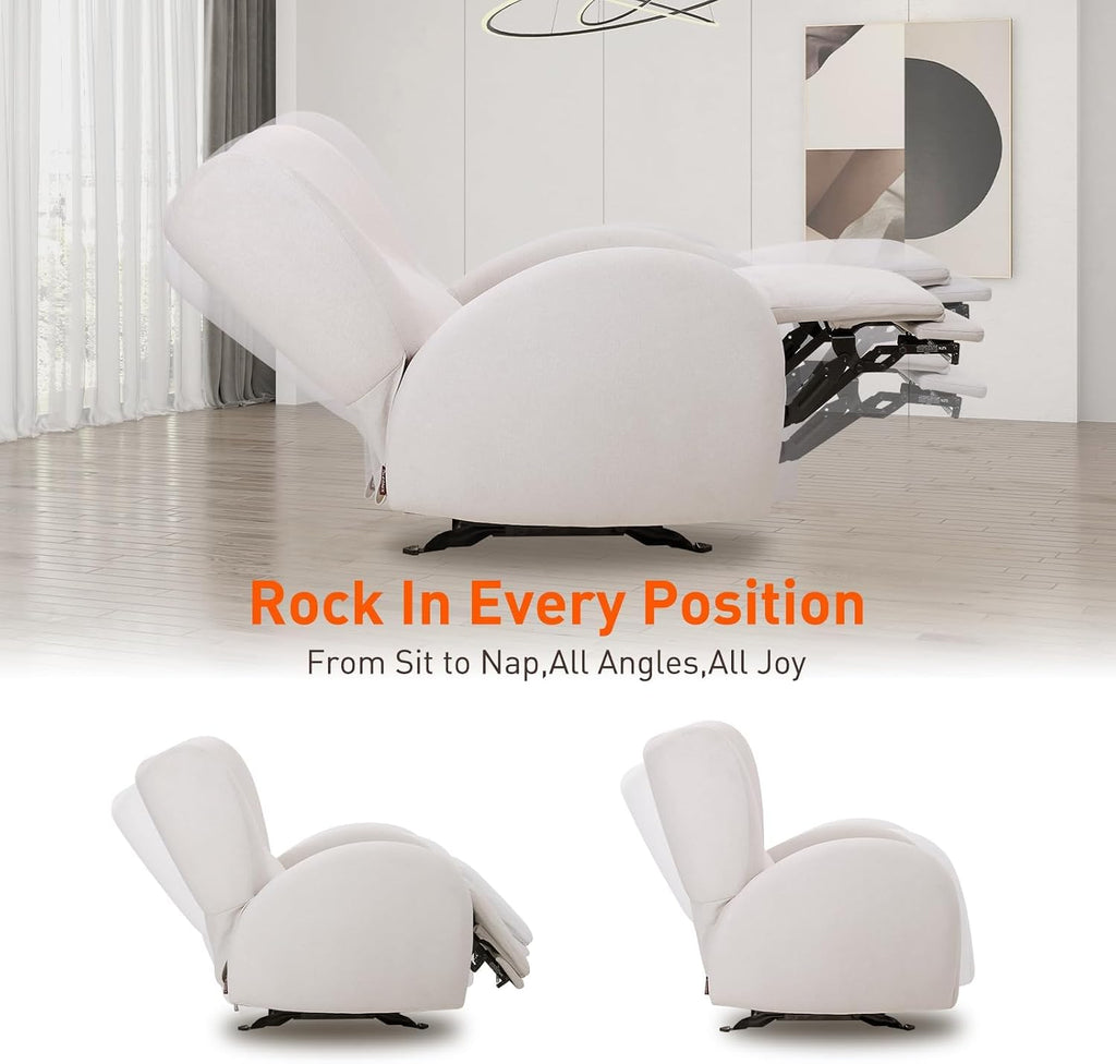 EONIX Stylish Power Glider Rocker Recliner Chair, Dual Motor Independently Controlled Footrest and Backrest, Detachable Headrest, Lazy Boy Recliner Chair for Living Room, SXXY010041, Cream White