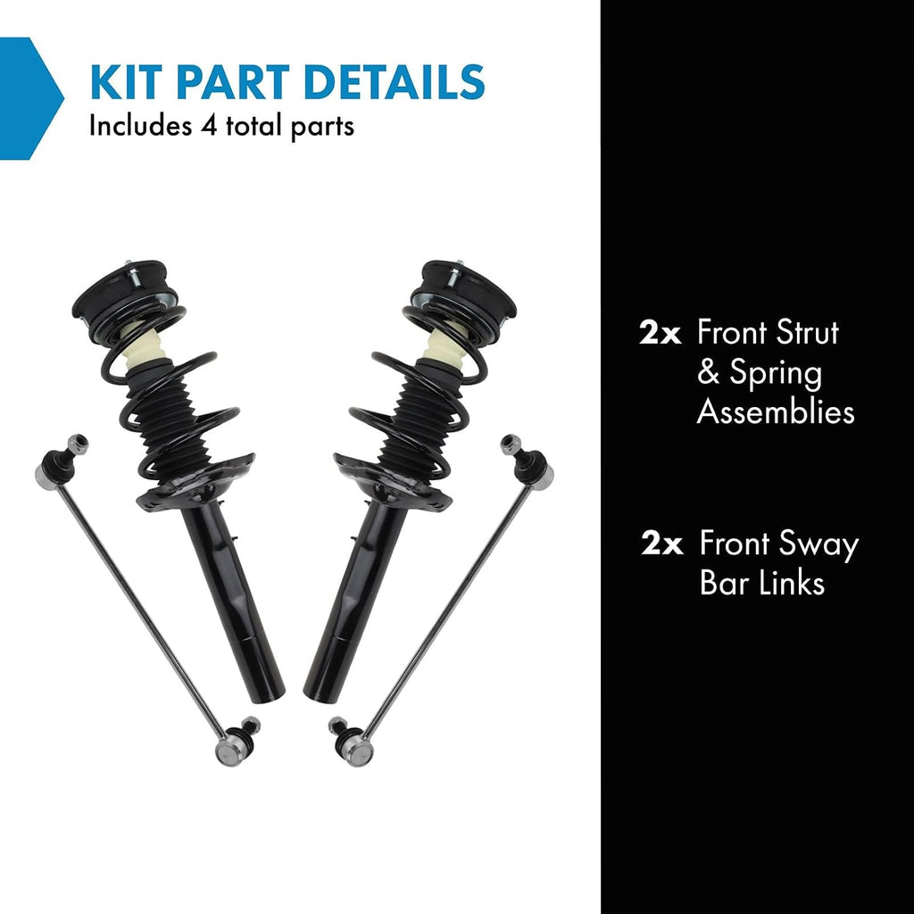 TRQ Front Suspension Kit Complete Strut & Coil Spring Assembly Sway Bar Stabilizer Link Compatible with 2015-2016 Audi A3 2015-2019 A3 Quattro Volkswagen Golf