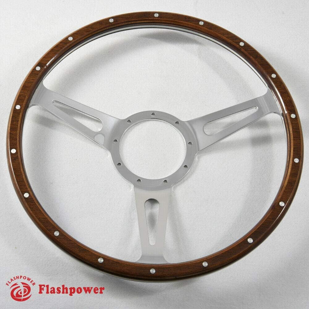 13' Classic Riveted wood grain steering wheel Restoration compatible with MGB Midget Derrington