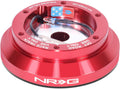 NRG Innovations Racing Style Steering Wheel Short Hub, Lockable Aluminum Steering Shaft, 6x70mm Bolt Pattern Quick Release Adapter Unit, For Mitsubishi/Subaru, Red, NRG-SRK-100H-RD