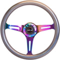 NRG Innovations NRG-ST-015MC-CN Steering Wheel - 350mm 25mm Deep Configuration, Chameleon Classic Wood Grain Wheel 3 Neochrome Spokes- Pearlescent Paint Grip